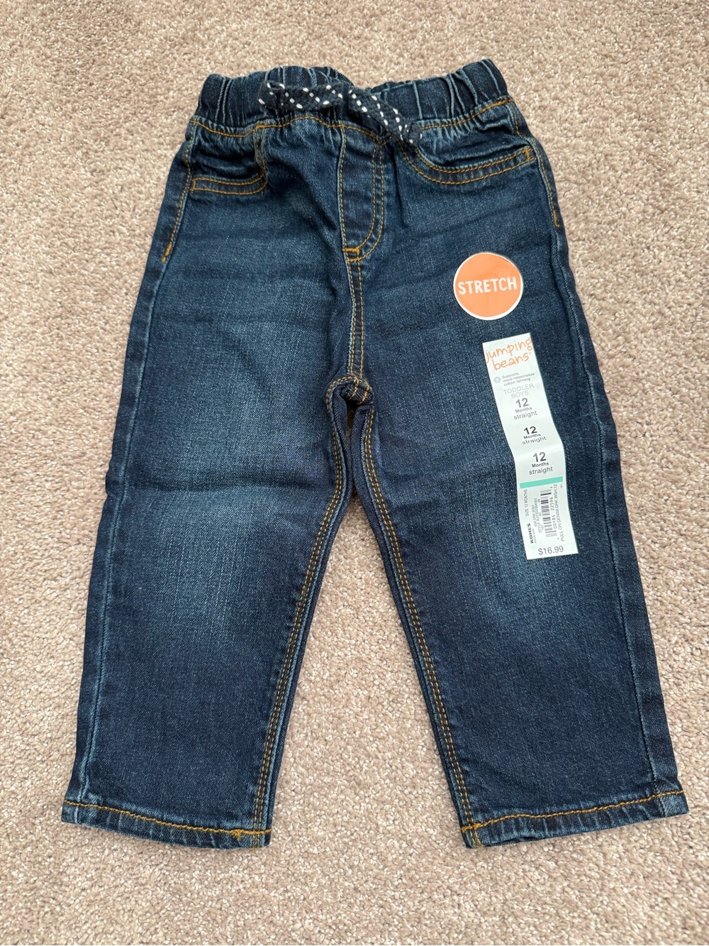 NWT Jumping Beans Toddler Dark Blue Stretch Denim Jeans - Size 12M